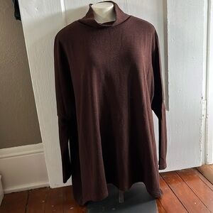Misslook Brown Turtleneck Batwing Sleeve Top Size M Cozy Oversized
